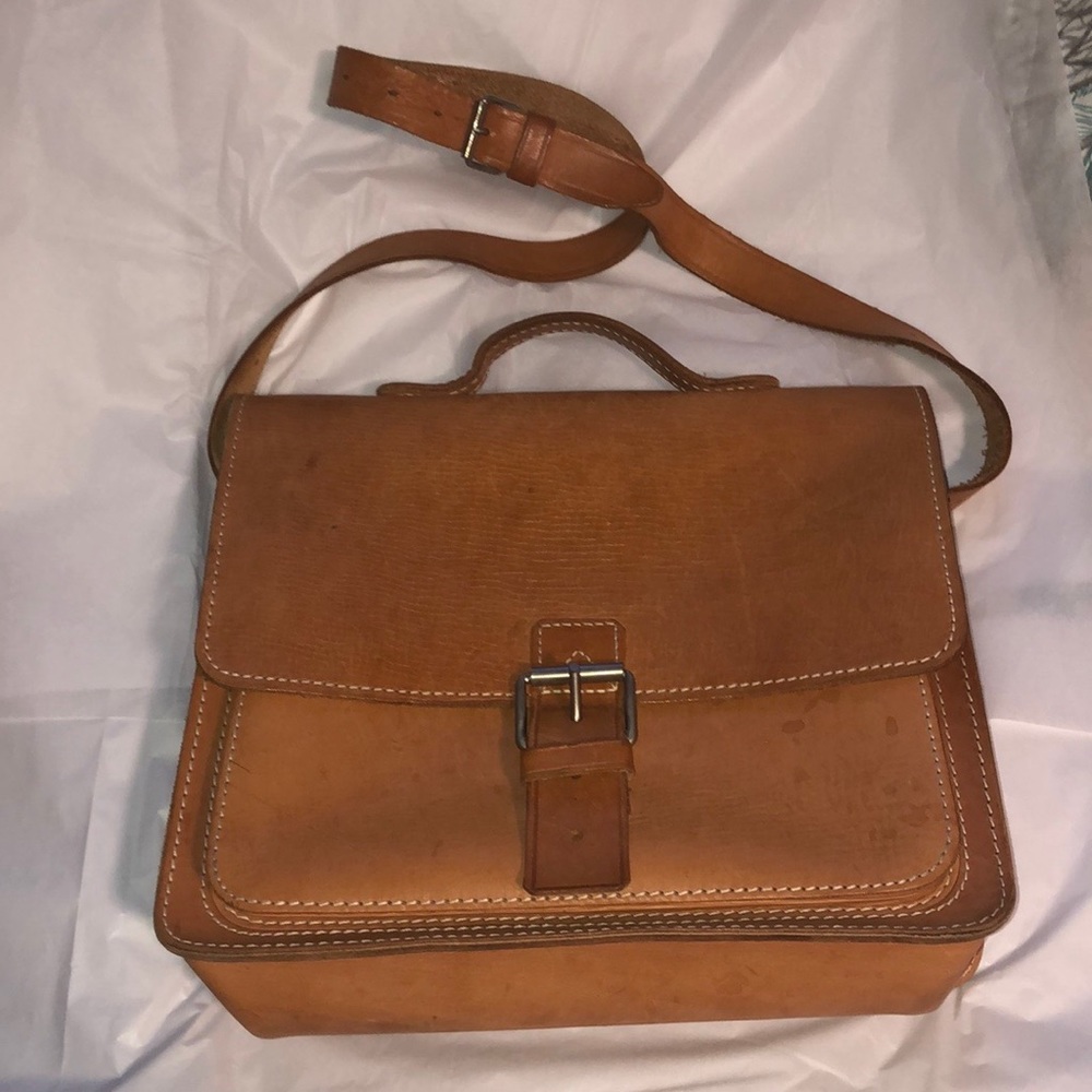 Vint belting saddle natural leather Messenger bag